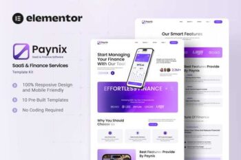 Paynix - SaaS & Finance Services Elementor Template Kit