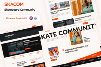 Skacom - Skateboard Community Elementor Template Kt