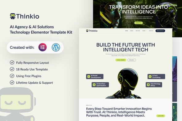 Thinkio - AI Agency & AI Solutions Technology Elementor Template Kit