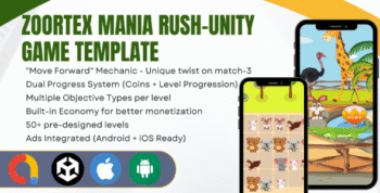 Zoortex Mania Rush - Animal Match 3 Puzzle Game | Unity | Android iOS | AdMob Appodeal Unity Ads