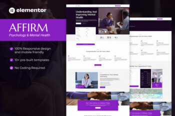 Affirm - Psychology & Mental Health Elementor Pro Template Kit