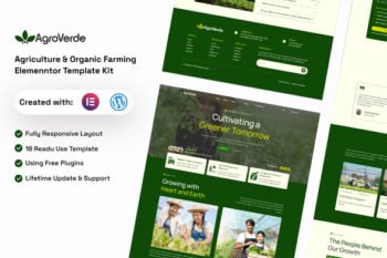 Agroverde - Agriculture & Organic Farming Elemenntor Template Kit