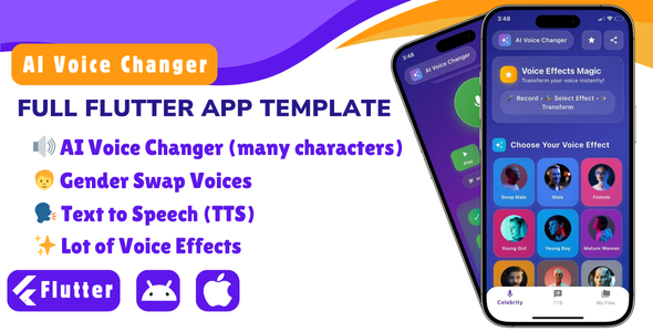 AI Voice Changer - Flutter Voice Changer Mobile App (No API Cost)
