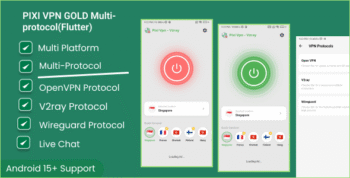 Pixi VPN Multi protocol VPN OpenVPN, V2ray, Wireguard with Admin panel