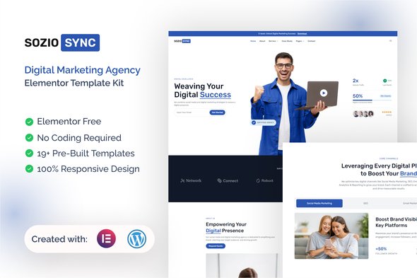 Soziosync – Digital Marketing Agency Elementor Template Kit