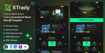 XTrady - Forex & Stock Broker Trading Investments React NextJS Template