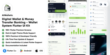 AiWalletic - Digital Wallet and Money Transfer Banking - Wallet - E-Money - Money Transfer UI Kit