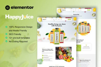 HappyJuice - Juice & Fresh Drink Elementor Pro Template Kit