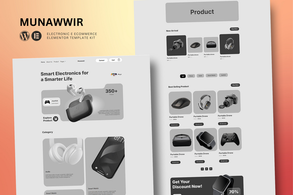 Munawwir - E-Commerce Electronics Store Elementor Template Kit