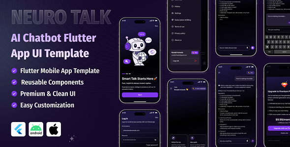 NeauroTalk – AI Chatbot Flutter App UI Template - Thememarts