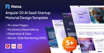 Platsa – Angular AI SaaS Startup Material Design Template