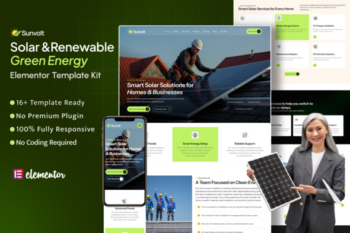 Sunvolt - Solar & Renewable Green Energy Elementor Template Kit
