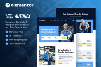 Autonex – Car Repair & Auto Services Elementor Template Kit