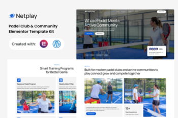 Netplay - Padel Club & Community Elementor Template Kit