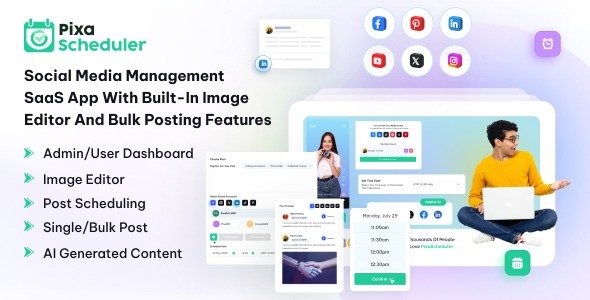 PixaScheduler – Social Media Bulk Scheduler with Built-In Image Editor SaaS Platform