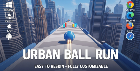 Urban Ball Run – 3D Endless Runner Game, Cross-Platform HTML5 Game