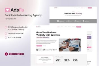 AdsFa - Social Media Marketing Agency Elementor Template Kit