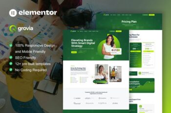 Grovia - Digital Marketing Agency Elementor Pro Template Kit