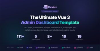 Panelux — Premium Vue 3 Admin Dashboard Template