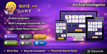Quiz App – AI Powered Quiz System with Admin Panel, Live Preview, Theme Modes & 200+ Languages