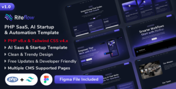 RiteFlow - PHP AI Startup, SaaS & Automation Tech Business Template
