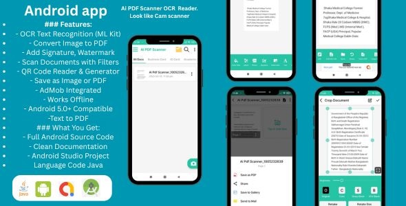 Smart PDF Scanner with OCR, Edit & Export – Android App (Java) - Thememarts