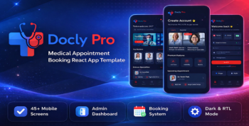 Docly Pro – Medical Booking React Template with Admin Dashboard & 45+ App Screens