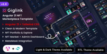 Giglink - Angular 21 NFT Marketplace Landing + Admin Dashboard Template