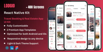 Lodgio - Travel Booking & Real Estate React Native CLI App Ui Kit