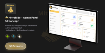 MitraRide Admin Panel – Taxi Booking Flutter Web UI Template