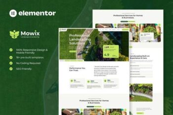 Mowix - Landscaping & Gardening Elementor Pro Template Kit