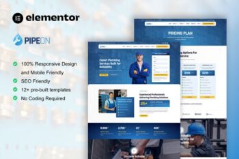 PipeOn - Plumbing Services Elementor Pro Template Kit