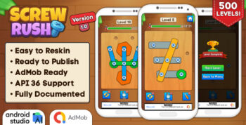 Screw Rush - Puzzle Game Android Studio Project with AdMob Ads + Ready to Publish