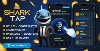 Shark Tap – Crypto Clicker Game | HTML5 + Construct 3 | Web + Mini Apps + Mobile Ready