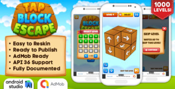 Tap Block Escape - Puzzle Game Android Studio Project with AdMob Ads + Ready to Publish