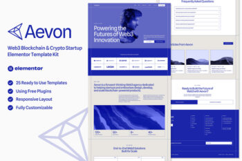Aevon - Web3 Blockchain & Crypto Startup Elementor Template Kit