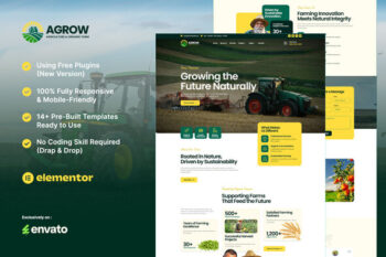 Agrow - Organic Farm Agriculture Elementor Template Kit