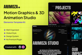 Animoza - Motion Graphics & 3D Animation Studio Elementor Template Kit