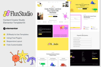 FluxStudio - Content Creator Studio Elementor Template Kit