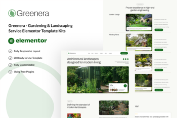 Greenera - Gardening & Landscaping Service Elementor Template Kits