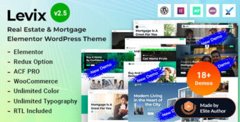 Levix - Real Estate & Mortgage Elementor WordPress Theme
