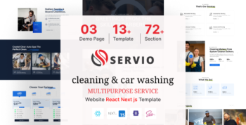Servio - Cleaning and Car Washing Multipurpose Service Website Nextjs Template