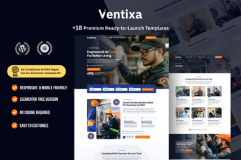 Ventixa – Air Conditioner & HVAC Repair Service Elementor Template Kit