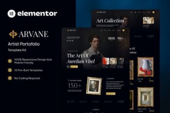Arvane - Artist Portfolio Elementor Template Kit