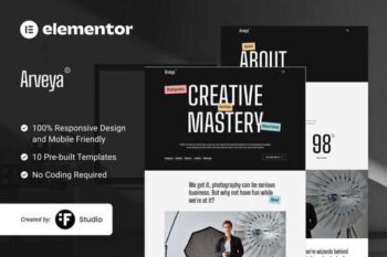Arveya - Commercial & Advertising Photography Portfolio Elementor Kit