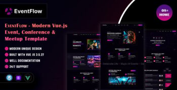 Eventflow – Modern Vue.js Event, Conference & Meetup Template
