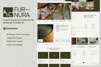 Furnora - Custom Interior & Furniture Studio Elementor Template Kit
