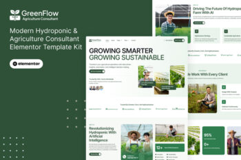 GreenFlow - Modern Hydroponic & Agriculture Consultant Elementor Pro Template Kit