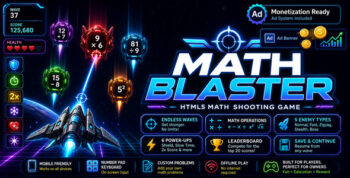 Math Blaster – HTML5 Educational Shooter Game