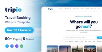 Tripio - Travel Booking Website | NuxtJS Tailwind Template